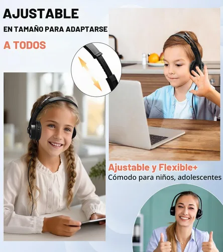 Vista 2 de Auriculares con cable para niños con micrófono para aula, escuela, estudiantes K-12, auriculares con cable Jack de 0.138 in para Chromebooks