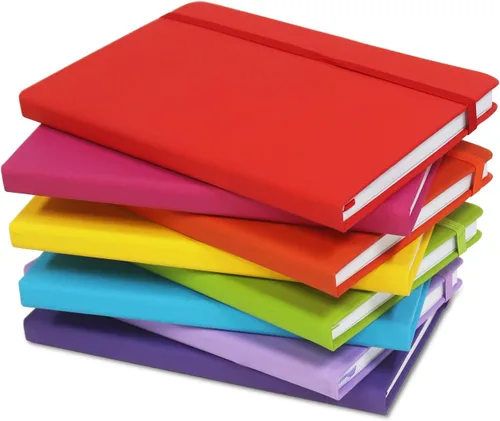 Vista 9 de Cuaderno Diario Encuadernado de Liend Negro A5, Libreta de 7mm con Rayas Universitarias, Para Escritura, Trabajo, Escuela, Viajes y Toma de Notas