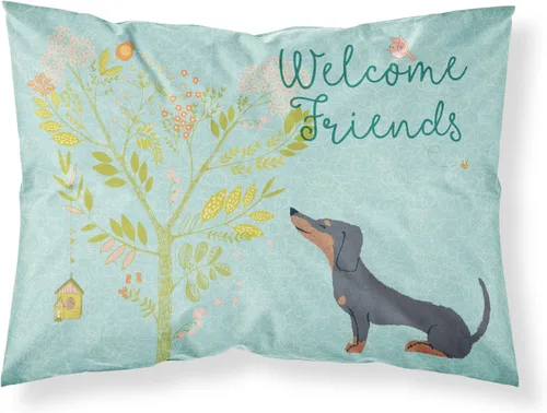 Vista 21 de Caroline's Treasures BB7625PILLOWCASE - Funda de almohada decorativa de tela con texto en inglés "Welcome Friends" Airedale Terrier estándar