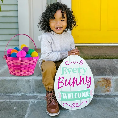 Vista 2 de Huevos de Pascua de plástico sorpresa juguetes ciegos bolsas de colores surtidos brillantes y vacíos, cestas de manualidades para juegos de caza