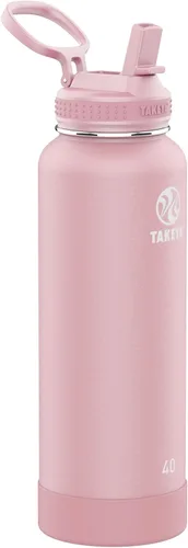 Vista 20 de Takeya Actives - Botella de agua con tapa con popote, duradera y de fácil cuidado, con aislamiento de acero inoxidable, tapa sin BPA con asa