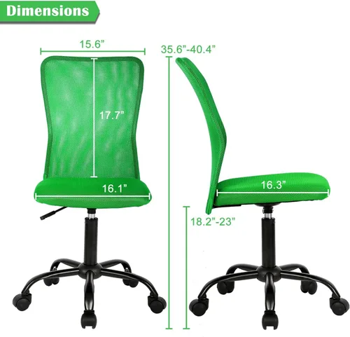 Vista 2 de Sillas ergonómicas, bonita silla de escritorio de oficina ajustable sin brazos con respaldo de malla y suave y gruesa silla verde para oficina