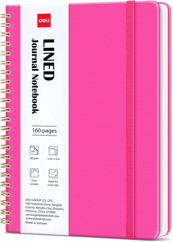Vista 13 de deli Black Lined Spiral Journal Notebook, 160 Pages, A5 (5.5"x8") Hardcover Writing Notebook, College Ruled Spiral Bound Journal for Women & Men