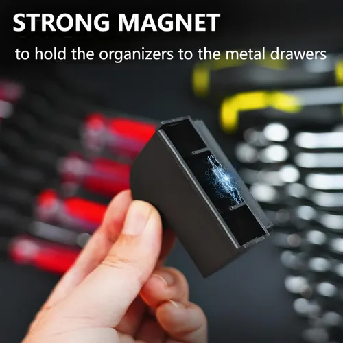 Vista 4 de DEHOYI Organizador magnético modular de 24 piezas para destornilladores y llaves y organizador para cajón de herramientas y caja de herramientas.