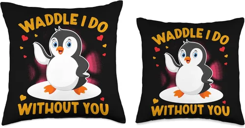 Vista 3 de Waddle I Do Without You Penguin Cute Gift Funny Waddle I Do Without You - Almohada (16 x 16 pulgadas), multicolor