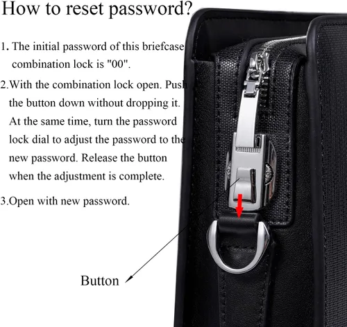 Vista 5 de Maletines de cuero genuino para hombres bolsa de ordenador portátil con cerradura 14 pulgadas Business Messenger Bag