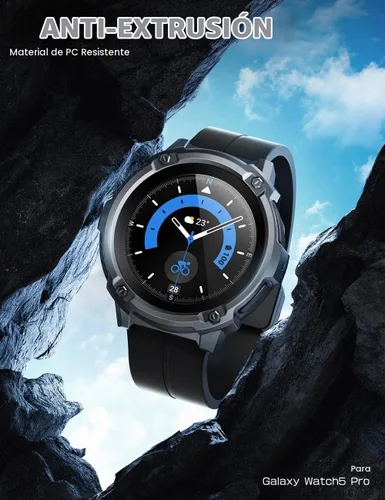 Vista 4 de SUPCASE Funda para Samsung Galaxy Watch 5 Pro con 2 protectores de pantalla Negro