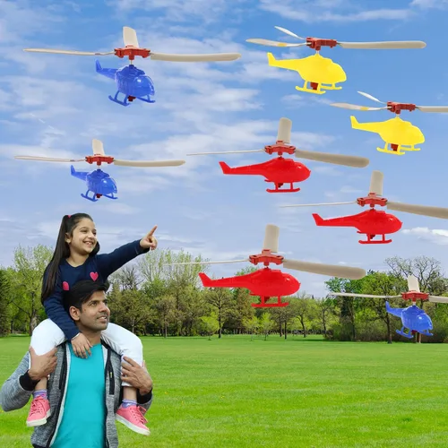 Vista 7 de VETE Paquete de 8 aviones de juguete volador helicóptero para niños pequeños, helicóptero giratorio de 360° juguetes de avión para niños y niñas