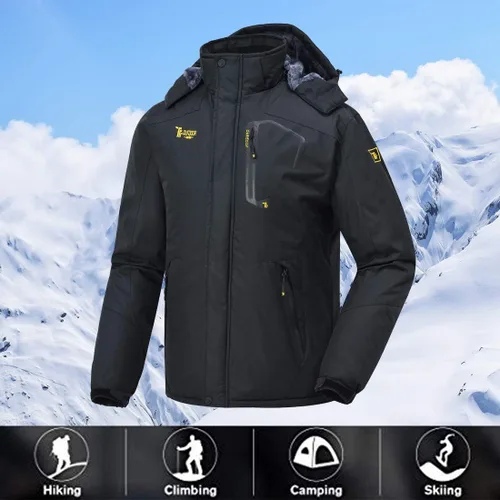 Vista 5 de JINSHI - Chaqueta de esquí para hombre, tejido polar, impermeable, rompevientos