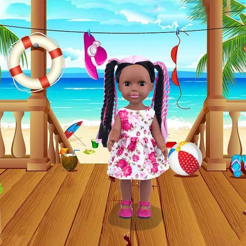 Vista 6 de ZNTWEI Muñeca de bebé negra de 14.5 pulgadas y conjunto de accesorios de ropa. Muñeca de bebé afroamericana de cabello trenzado hecha a mano.