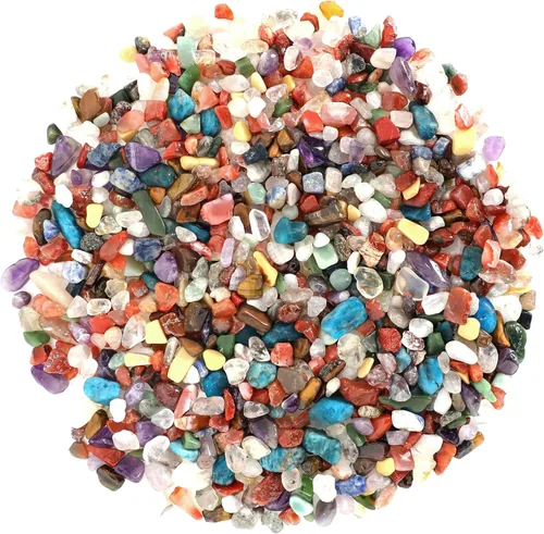 Vista 35 de Chips de cristal de amazonita natural triturado de 1.1 libras, chips de cristales curativos a granel, piedras preciosas de cristal triturado