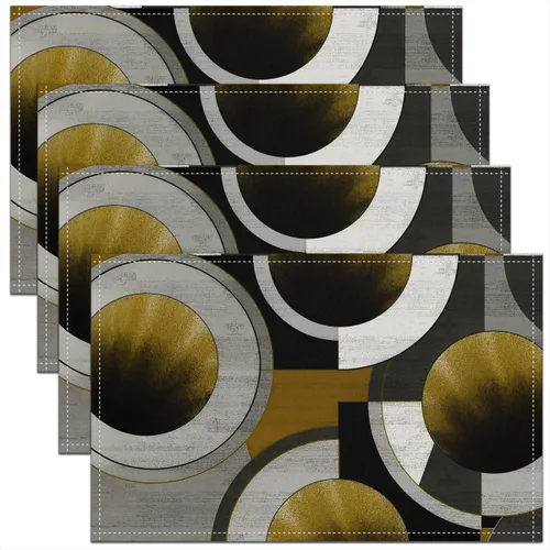 Vista 47 de Modern Circles - Juego de 4 manteles individuales de 12 x 18 pulgadas, patrón geométrico abstracto, decorativo, para niños, adolescentes y adultos