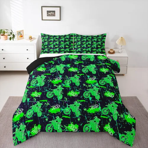 Vista 9 de Erosebridal Juego de edredón de camión de bomberos para niños, juego de ropa de cama de panal rojo brillante con diseño de panal de abeja
