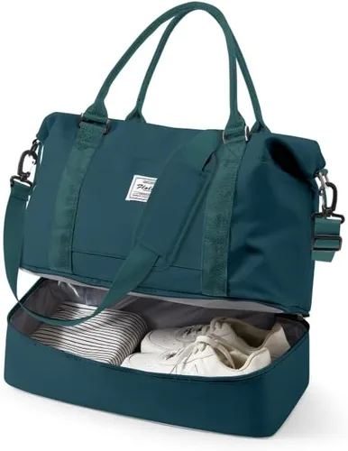 Vista 29 de VECAVE Bolsa de viaje para mujer, bolsa deportiva para gimnasio, E20-Púrpura profundo, Grande, Bolsa de viaje