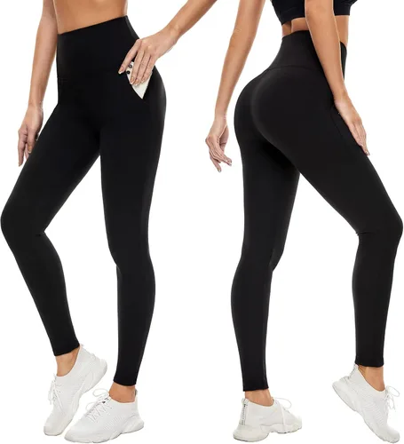 Vista 4 de FULLSOFT Paquete de 3 leggings para mujer que no se transparentan a través del entrenamiento, cintura alta, control de abdomen, pantalones de yoga