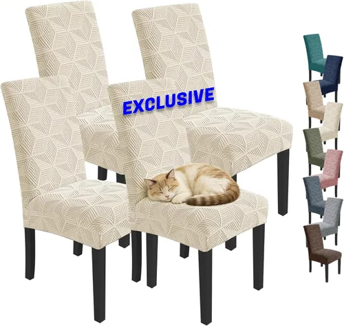 Vista 36 de YEMYHOM Funda elástica para silla con respaldo de 1 pieza con diseño jacquard más reciente, funda para silla con respaldo antideslizante, protector