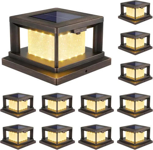 Vista 14 de Paquete de 4 luces solares para postes al aire libre, 2 modos de luz LED para postes de 4 x 4, luz impermeable para decoración de patio, jardín