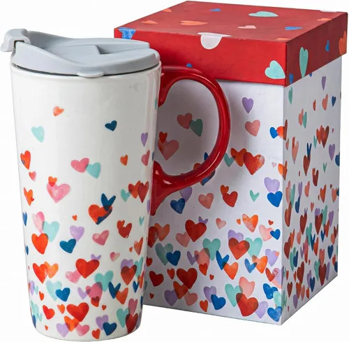 Vista 11 de Topadorn Taza de café de cerámica de 17 onzas con tapa, taza abstracta de los años 80, taza de té de porcelana de graffiti colorido, apta