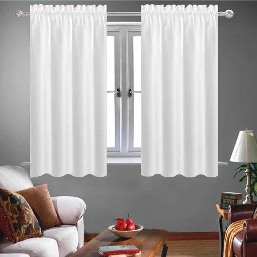 Vista 30 de Cortinas de cocina negras Ladity - 2 paneles de cortinas cortas opacas, 36 pulgadas, privacidad, niveles de café, cortinas de granja para ventana