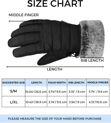 Vista 7 de accsa Guantes de nieve impermeables para mujer, 3M Thinsulate, cálidos y resistentes al viento, guantes de esquí para mujer