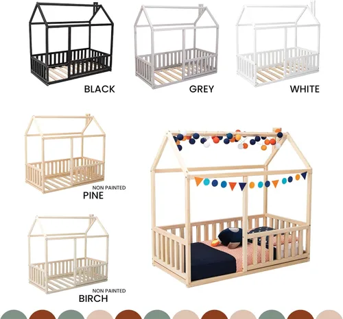 Vista 8 de Cama de suelo Montessori para niños pequeños, cama de casa Montessori, marco de cama de casa para niños, cama de piso para niños, cama de plataforma