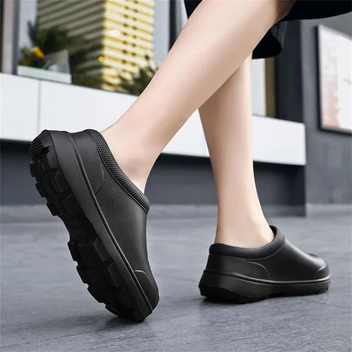 Vista 7 de Zapatos de chef para hombre, antideslizantes, a prueba de agua, zapatos de trabajo para hombre, cómodos zapatos de enfermería para jardinero
