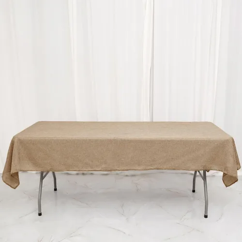 Vista 5 de TABLECLOTHSFACTORY Mantel redondo de yute natural de 54 pulgadas Mantel de mesa bohemio chic