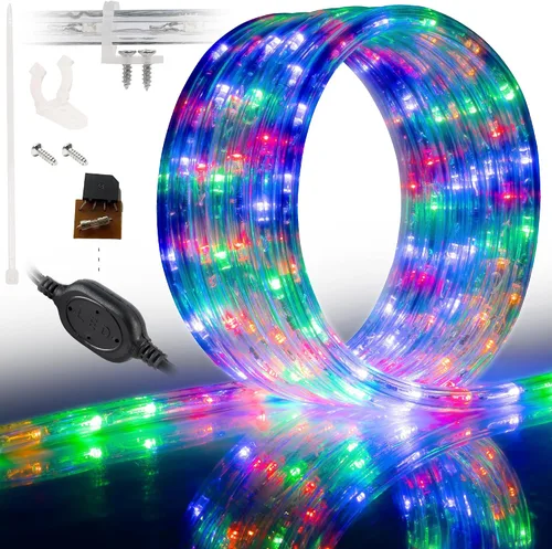 Vista 12 de Cuerda de luces LED de 10 pies, permanente, impermeable, conectable, flexible, con tubo de PVC transparente, certificado ETL, iluminación festiva