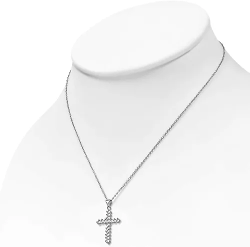 Vista 2 de Collar con Colgante de plata de ley 925claro cz Religiosa Cruz Latina, 18