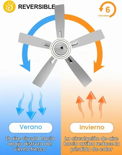 Vista 7 de Modernos ventiladores de techo de 52 pulgadas con luces, color plateado Remote/APP, 3 Adjustable Rings, 2550ML, 3000-6000K, Reversible DC Motor