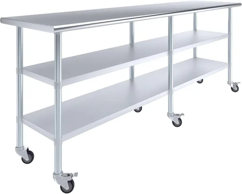 Vista 12 de AmGood Stainless Steel Work Table with 2 Shelves and Casters Metal Utility Table On Wheels