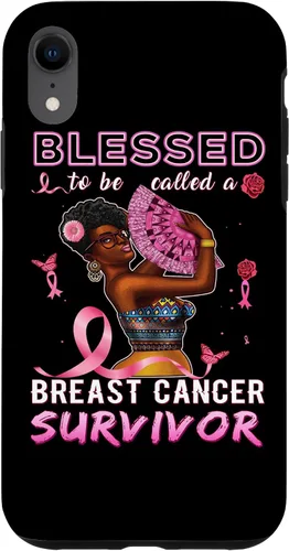 Vista 24 de iPhone 13 Pro Max Camisas afroamericanas contra el cáncer de mama para mujeres Blessed Survivor Case