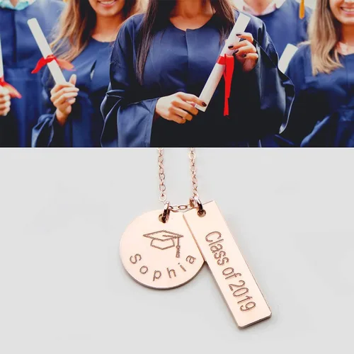 Vista 2 de Collar de graduación personalizado, regalo de graduación universitario personalizado, clase de 2023, nombre, año, escuela universitaria secundaria
