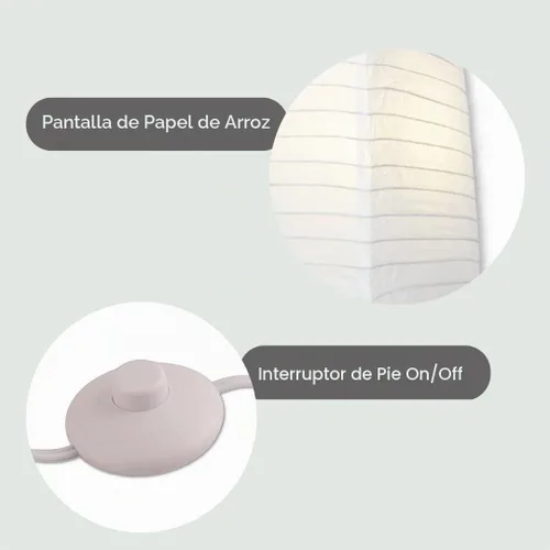 Vista 8 de LIGHTACCENTS Lámparas de pie de papel de arroz para sala de estar, paquete de 2 lámparas de pie de papel blanco con interruptor de pie