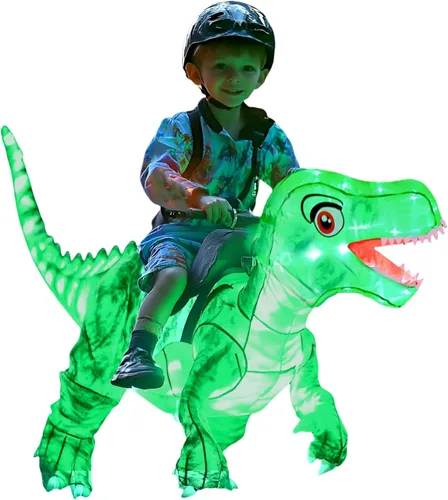 Vista 7 de Kids Inflatable Costume, Dinosaur Rider,Blow Up T-REX Costumes with LED Light for Cosplay Halloween Christmas Party