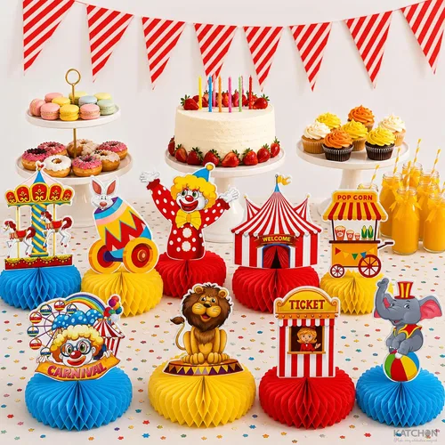Vista 7 de KatchOn, Centros de mesa de carnaval para mesas, paquete de 9, decoraciones de carnaval Carnival Theme Party Decorations Carnival Centerpieces
