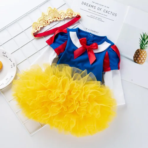 Vista 2 de HUAANIUE Newborn Baby Girl Christmas Outfit Romper Tutu Dress With Headband Birthday