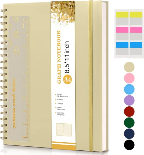 Vista 26 de Cuaderno de espiral de 8.5 x 11 pulgadas, cuadernos grandes A4 para mujeres y hombres, diario rayado universitario, papel de 3.53 oz/m², diarios