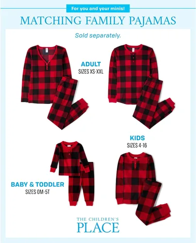 Vista 14 de The Children's Place Family Matching, Plaid Waffle 2 Piece Pajama Sets