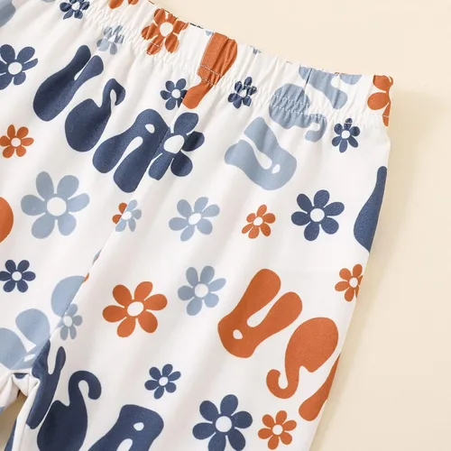 Vista 49 de Eadrioss Ropa para bebé niña pequeña, traje de campana de manga corta, camisa de flores para niños, pantalones florales acampanados, ropa de verano