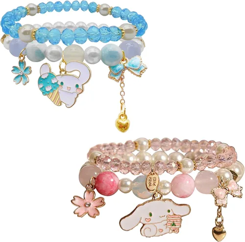 Vista 11 de ZMANYIJEW Pulsera de cuentas de cristal para mujer, lindas pulseras de cuentas a juego para mejor amiga