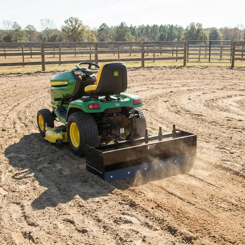 Vista 2 de IMPACT IMPLEMENTS® Paquete de 7 Piezas CAT-0 para Tractores de Césped/Jardín. Incluye raspador de caja, rastrillo, arado, cuchilla, cultivador