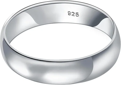 Vista 3 de Gem Avenue Anillo de boda de plata de ley 925 de 0.197 in con cúpula lisa
