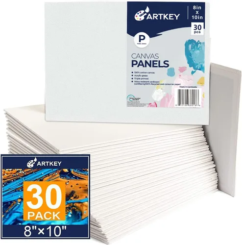 Vista 14 de Artkey Bastidores entelados para pintar, 8 x 10 pulgadas, paquete de 4 unidades, lienzo en blanco de 10 onzas con imprimación 100% algodón blanco