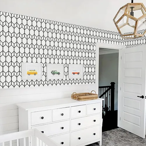 Vista 7 de Papel tapiz de rayas para despegar y pegar, moderno, extraíble, decorativo, bohemio, temporal, impermeable, geométrico, autoadhesivo