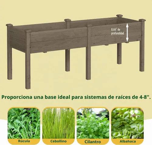 Vista 9 de MUPATER Cama de jardín elevada de 6 x 1.8 pies, maceta elevada de cedro con 8 agujeros de drenaje, espacio para macetas de 6.8 pies cúbicos, camas