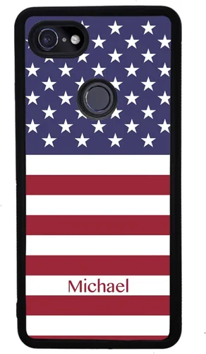 Vista 4 de Funda de goma negra personalizada con diseño de estrellas y rayas de la bandera estadounidense compatible con Google Pixel 10, 10 Pro, 10 Pro XL