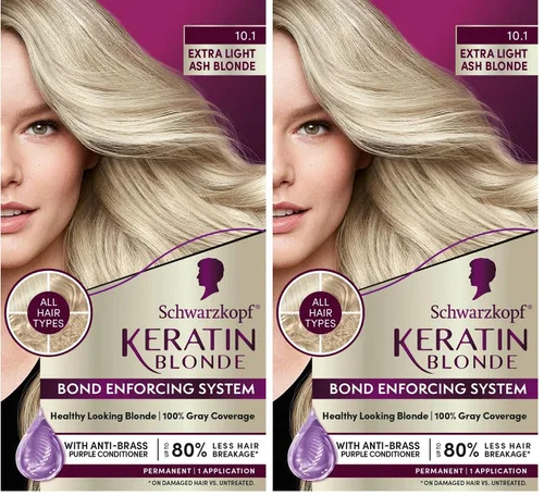 Vista 22 de Schwarzkopf Keratin - Tinte para el cabello rubio, 7.0 rubio ceniza oscuro, coloración permanente de calidad profesional, sistema de refuerzo