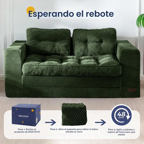 Vista 7 de MAXYOYO - Sofá cama convertible, sofá biplaza con cama extraíble, sofá cama plegable 2 en 1, sofá de piso con almohadas para sala de estar