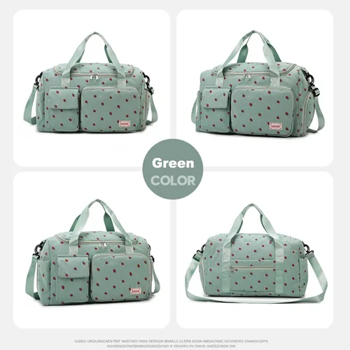 Vista 369 de Pequeña bolsa de gimnasio para mujer, bolsa de viaje con compartimento para zapatos